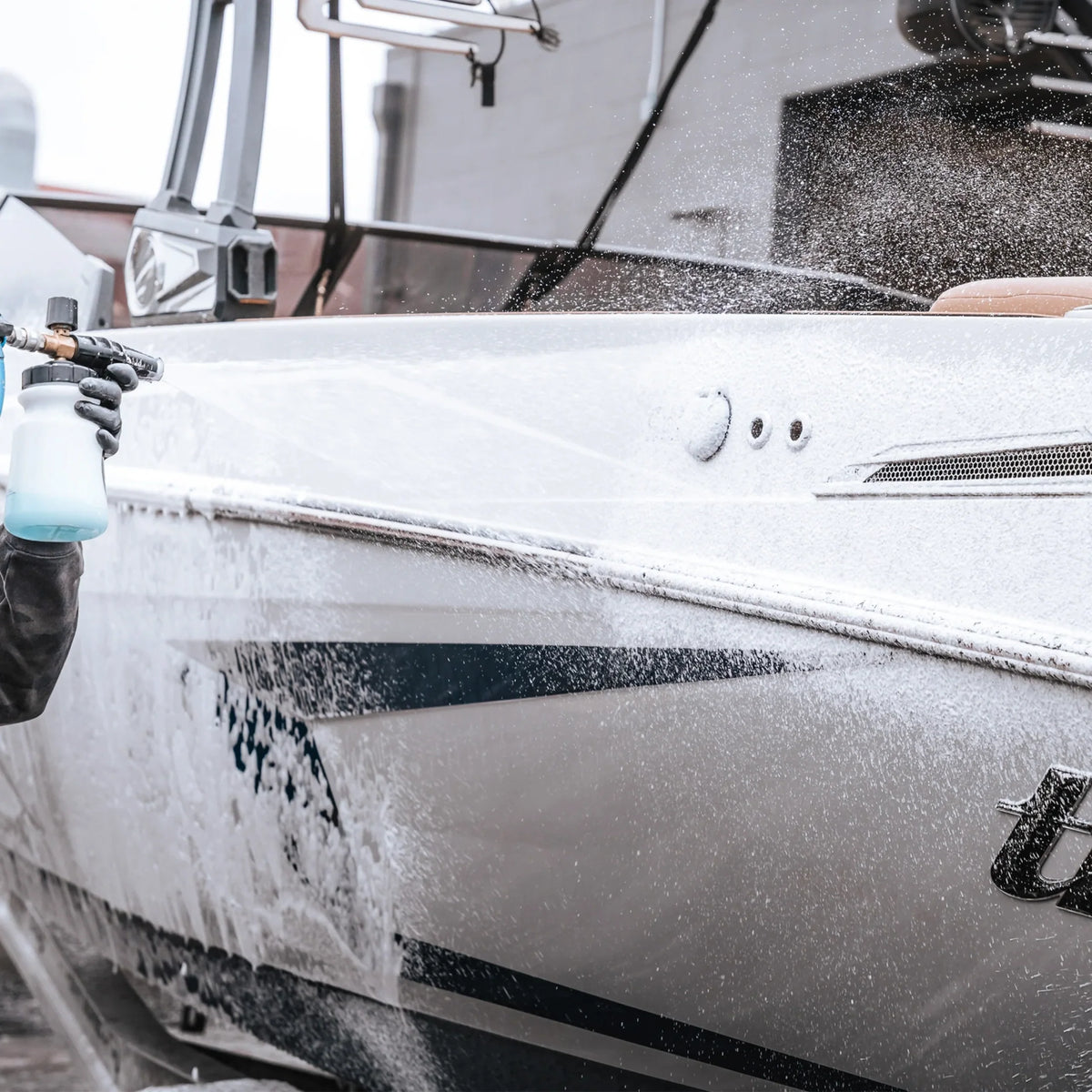 Boat cleaned with Shine Supply Marine