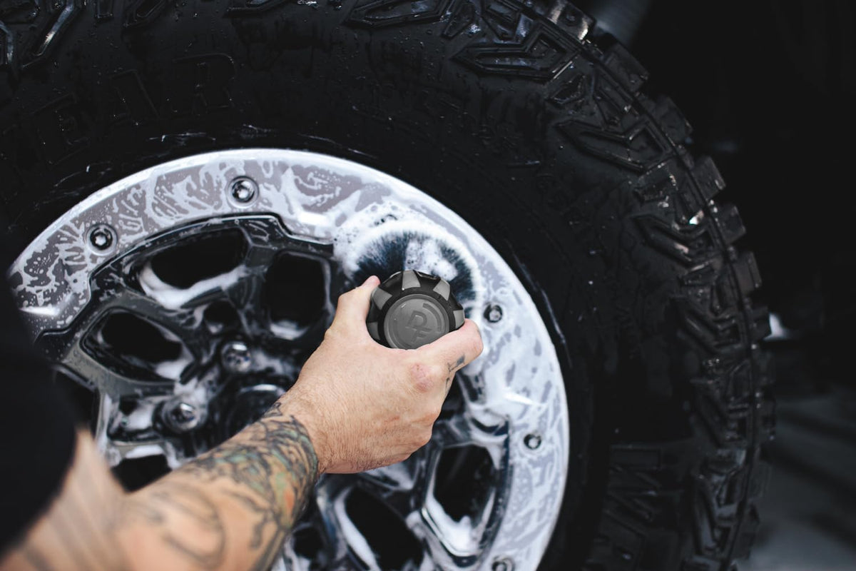 Detail Factory Curveball brush cleaning a wheel