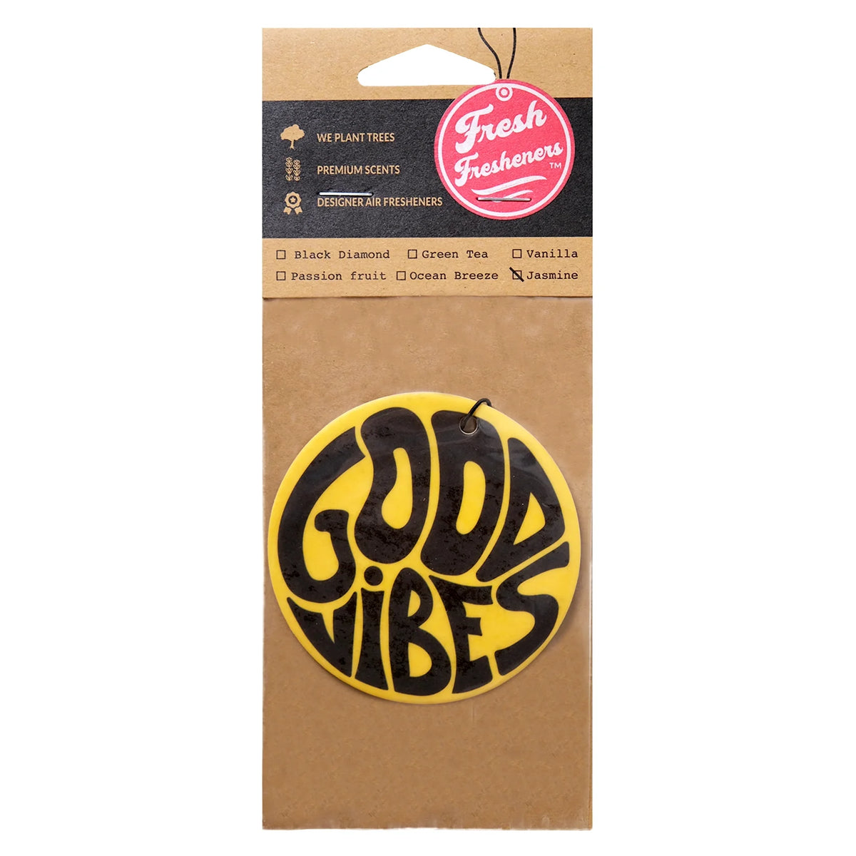 Good Vibes air freshener packaging