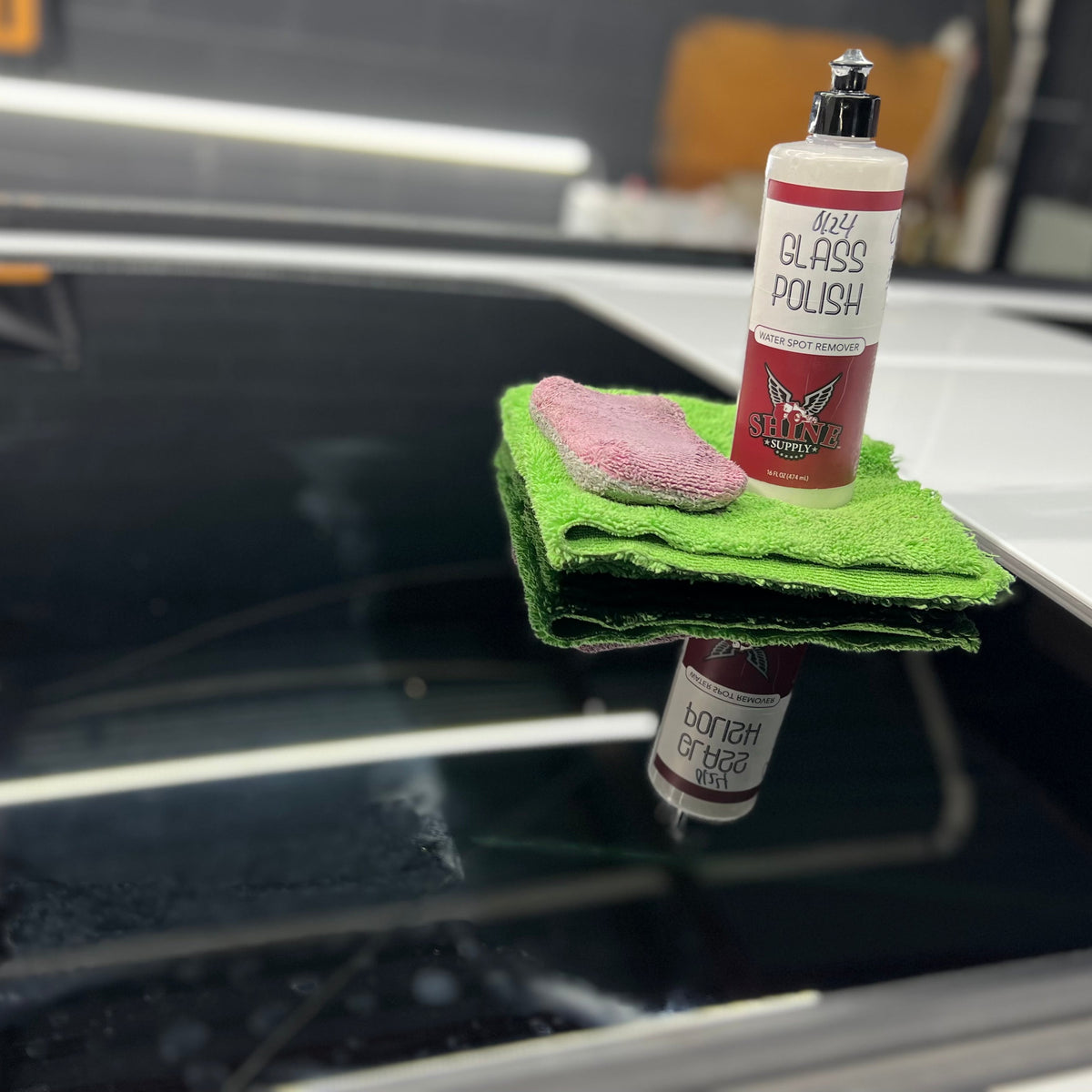 Glass Polish Plus used on vehicle glass