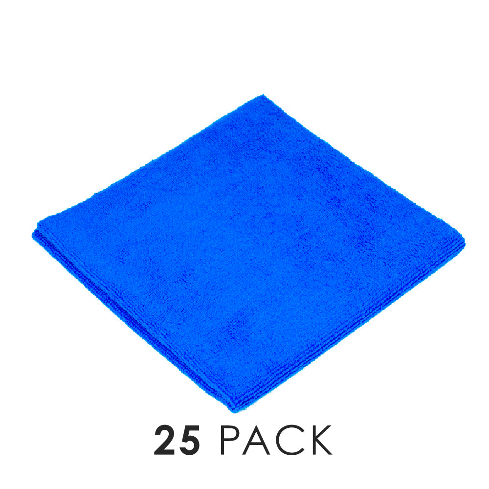 The Rag Company Edgeless 245 16x16 Royal Blue microfiber towels stacked