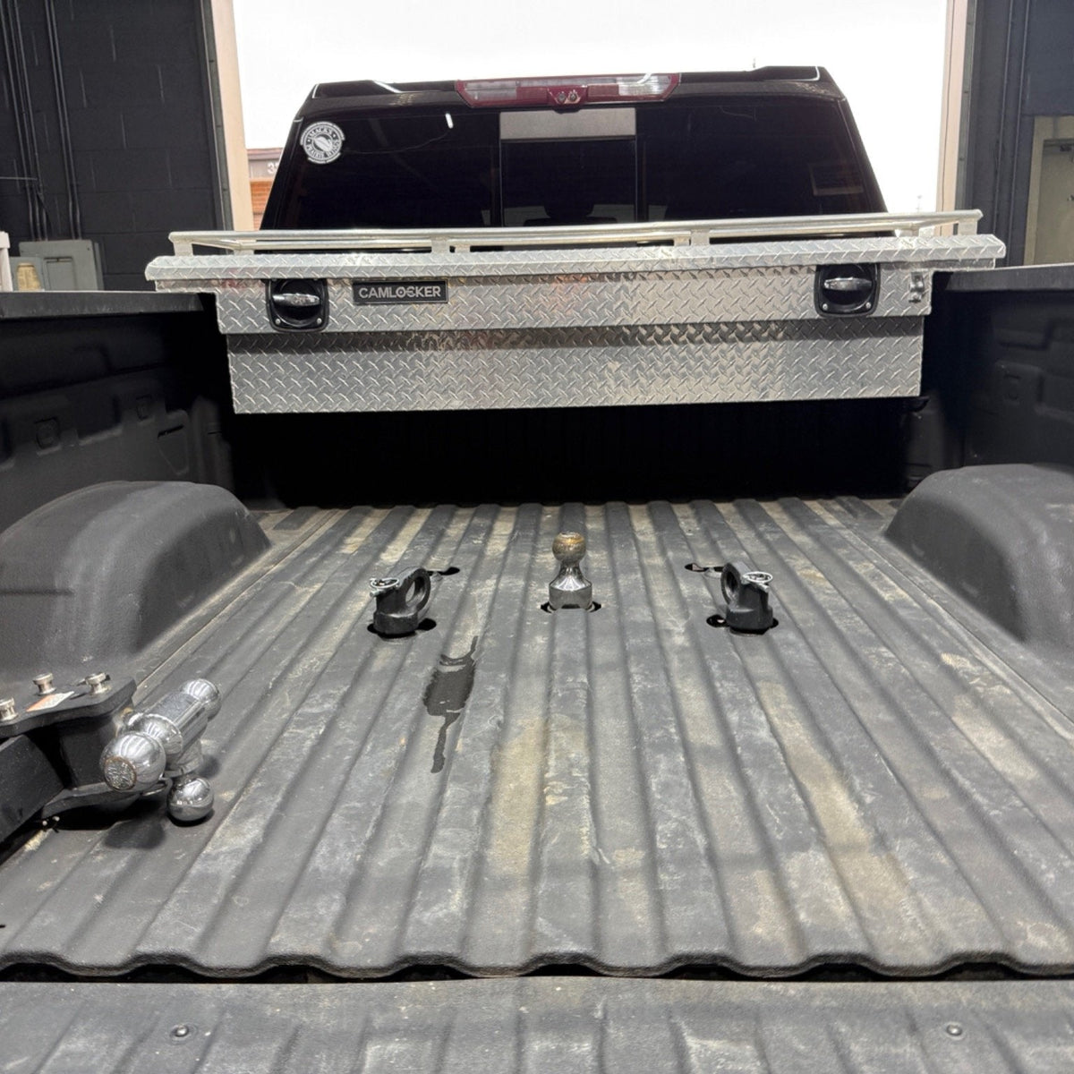 GMC truck bed liner before restoration